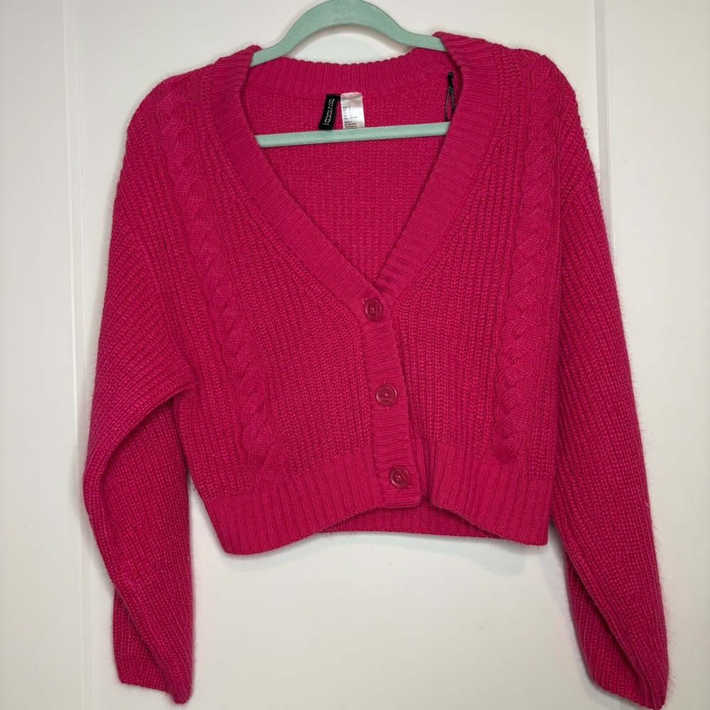 H&M Fuchsia Cable Knit Cardigan